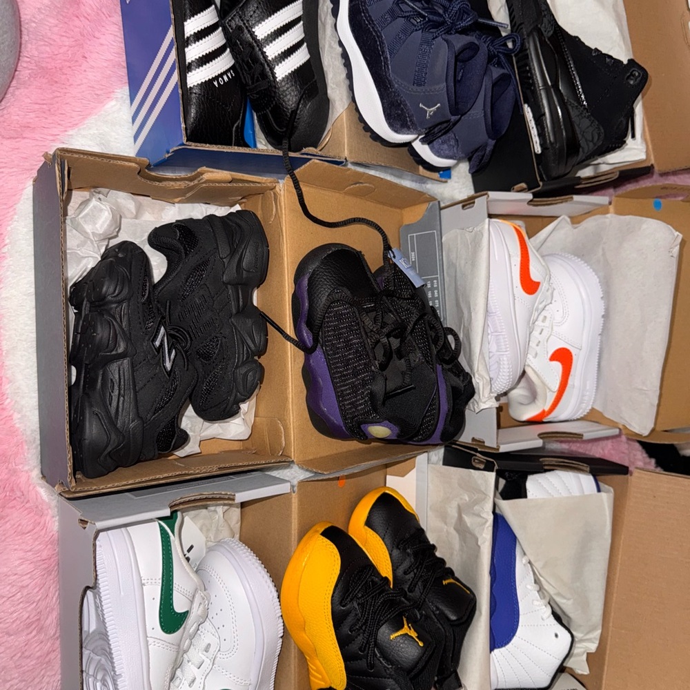 Jordan/Nike Kids Sneakers - Black, Purple, Yellow